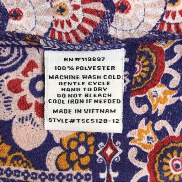 Collective Concepts Print Boho Tie Front Long Sleeve Blouse Womens Size XL - Picture 11 of 12